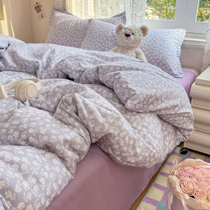 91家纺网 家纺一手货源 找家纺 梦舒阳家纺 新款古法水洗棉仿棉云感泡泡四件套 素影