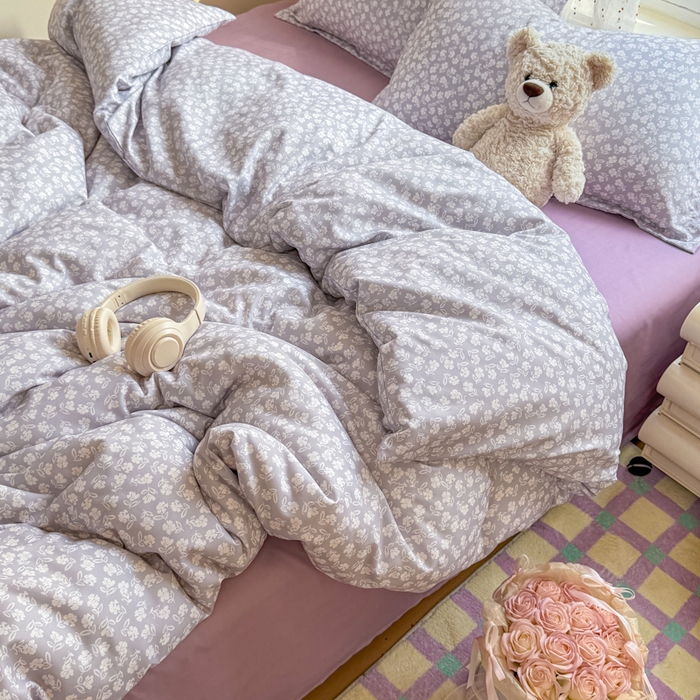 91家纺网 家纺一手货源 找家纺 梦舒阳家纺 新款古法水洗棉仿棉云感泡泡四件套 素影