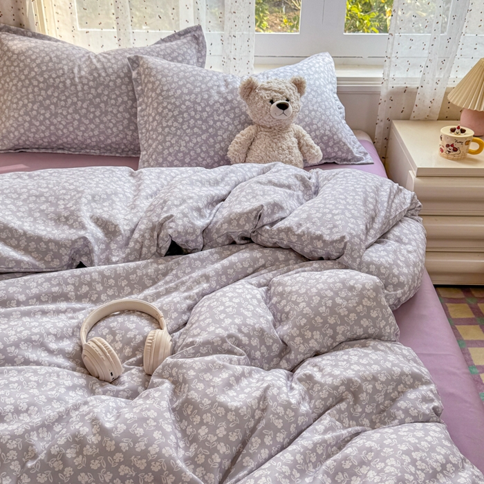 91家纺网 家纺一手货源 找家纺 梦舒阳家纺 新款古法水洗棉仿棉云感泡泡四件套 素影