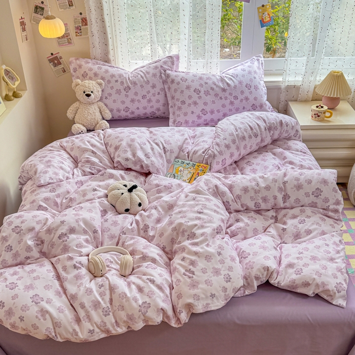 91家纺网 家纺一手货源 找家纺 梦舒阳家纺 新款古法水洗棉仿棉云感泡泡四件套 寻香