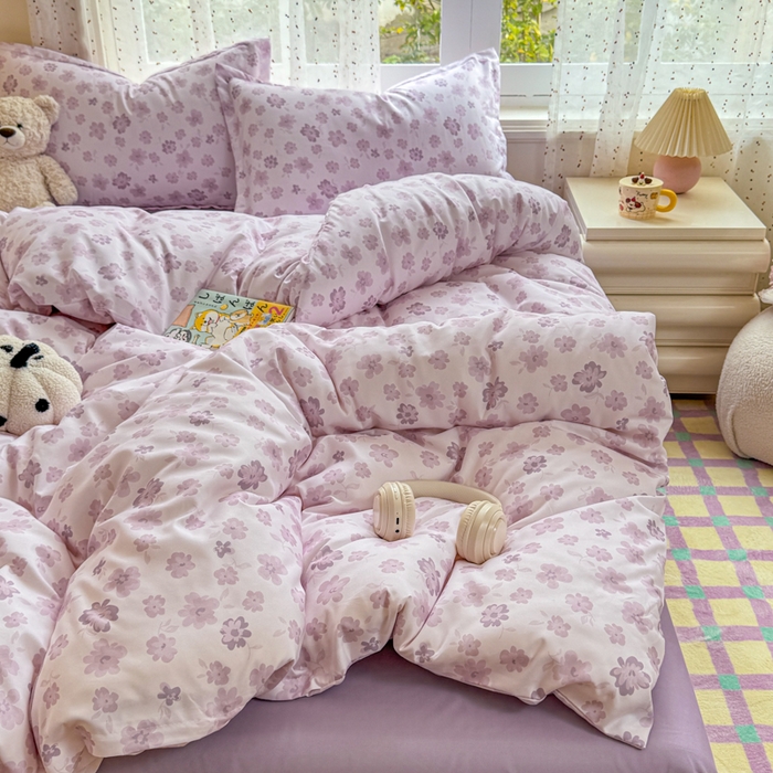 91家纺网 家纺一手货源 找家纺 梦舒阳家纺 新款古法水洗棉仿棉云感泡泡四件套 寻香