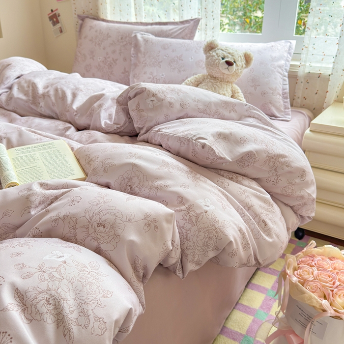 91家纺网 家纺一手货源 找家纺 梦舒阳家纺 新款古法水洗棉仿棉云感泡泡四件套 复古花