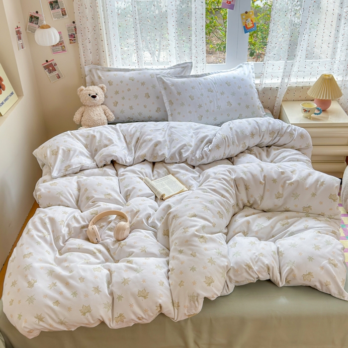 91家纺网 家纺一手货源 找家纺 梦舒阳家纺 新款古法水洗棉仿棉云感泡泡四件套 叶语星