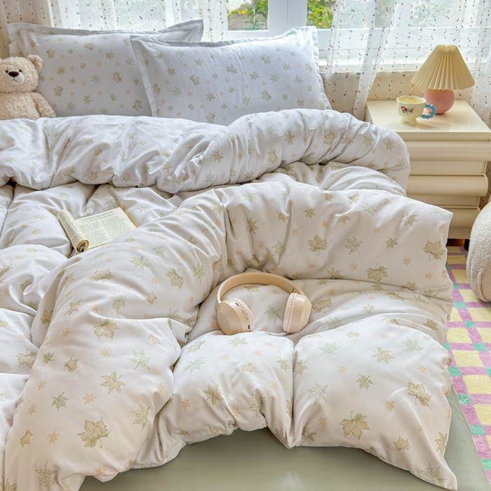 91家纺网 家纺一手货源 找家纺 梦舒阳家纺 新款古法水洗棉仿棉云感泡泡四件套 叶语星