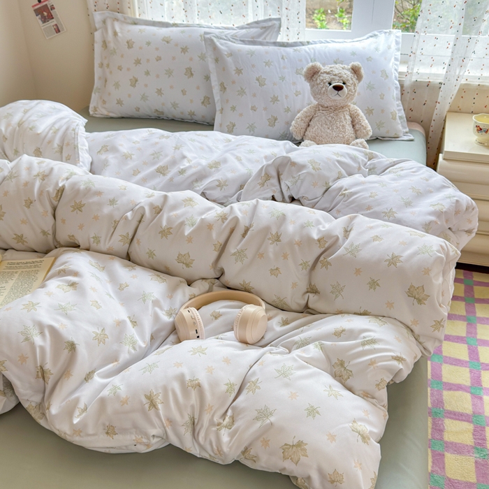 91家纺网 家纺一手货源 找家纺 梦舒阳家纺 新款古法水洗棉仿棉云感泡泡四件套 叶语星