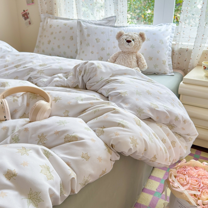 91家纺网 家纺一手货源 找家纺 梦舒阳家纺 新款古法水洗棉仿棉云感泡泡四件套 叶语星