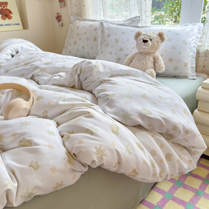 91家纺网 家纺一手货源 找家纺 梦舒阳家纺 新款古法水洗棉仿棉云感泡泡四件套 叶语星