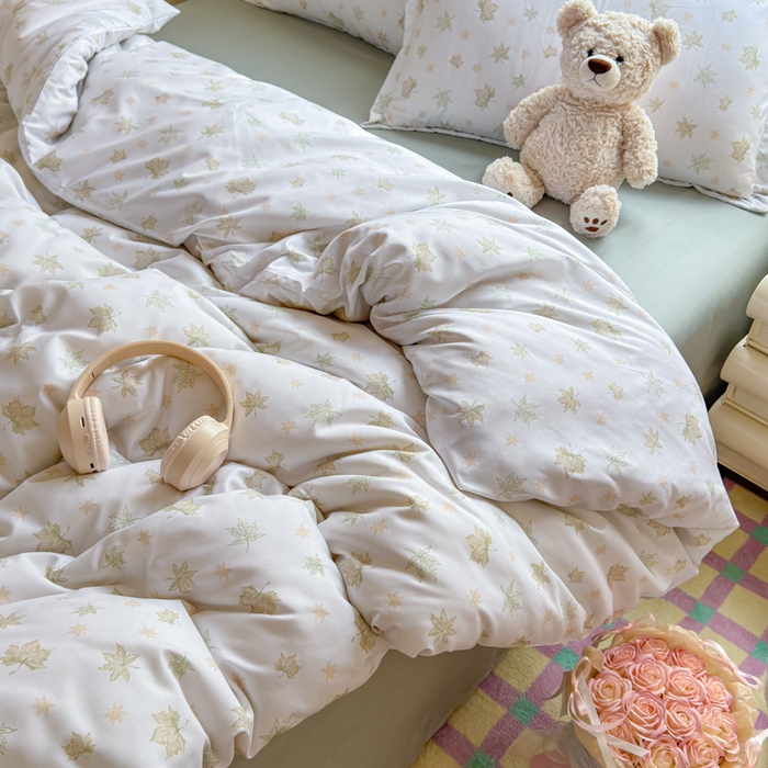 91家纺网 家纺一手货源 找家纺 梦舒阳家纺 新款古法水洗棉仿棉云感泡泡四件套 叶语星