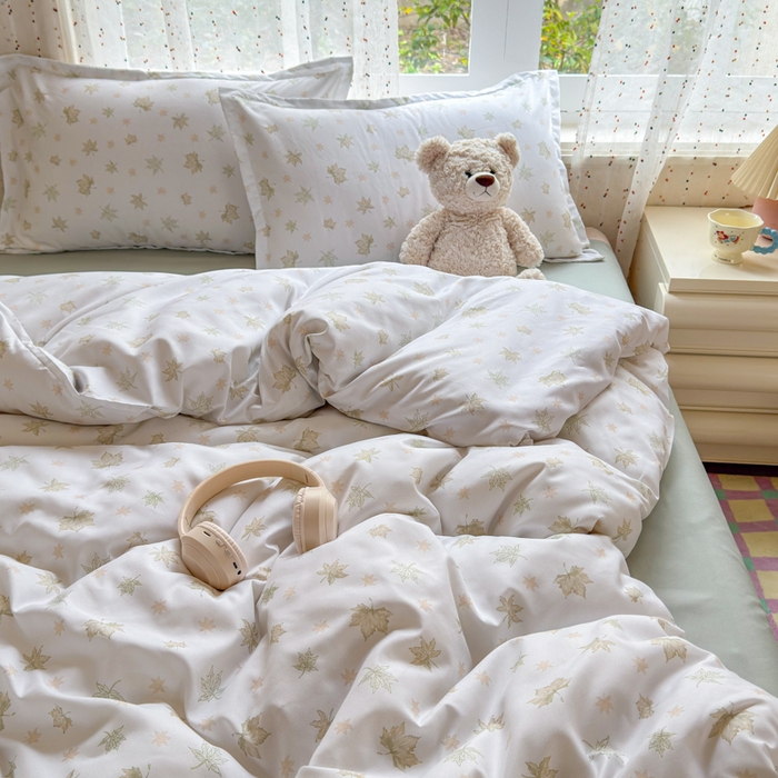 91家纺网 家纺一手货源 找家纺 梦舒阳家纺 新款古法水洗棉仿棉云感泡泡四件套 叶语星