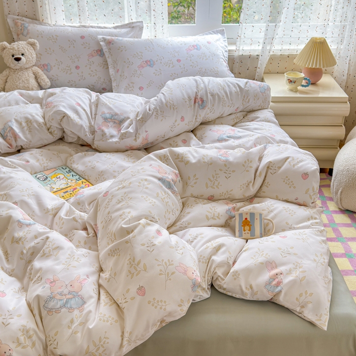 91家纺网 家纺一手货源 找家纺 梦舒阳家纺 新款古法水洗棉仿棉云感泡泡四件套 好朋友