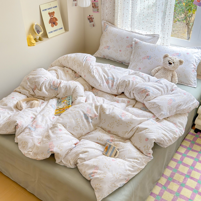 91家纺网 家纺一手货源 找家纺 梦舒阳家纺 新款古法水洗棉仿棉云感泡泡四件套 好朋友