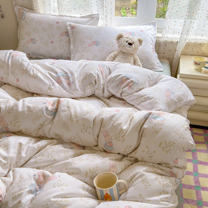 91家纺网 家纺一手货源 找家纺 梦舒阳家纺 新款古法水洗棉仿棉云感泡泡四件套 好朋友