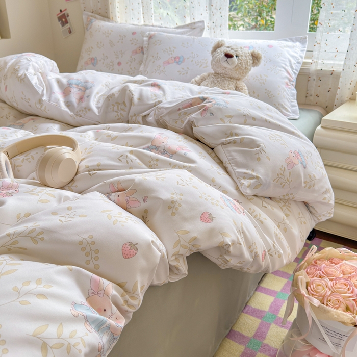 91家纺网 家纺一手货源 找家纺 梦舒阳家纺 新款古法水洗棉仿棉云感泡泡四件套 好朋友