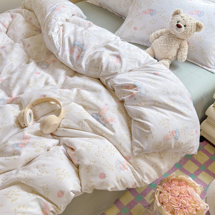 91家纺网 家纺一手货源 找家纺 梦舒阳家纺 新款古法水洗棉仿棉云感泡泡四件套 好朋友