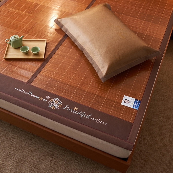 91家纺网 家纺一手货源 找家纺 鑫琪莱家纺 2025新款双面竹席冰丝席竹凉席学生宿舍席子 诗礼-花漾