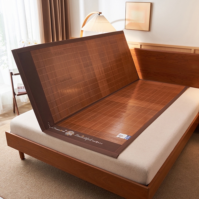 91家纺网 家纺一手货源 找家纺 鑫琪莱家纺 2025新款双面竹席冰丝席竹凉席学生宿舍席子 诗礼-花漾