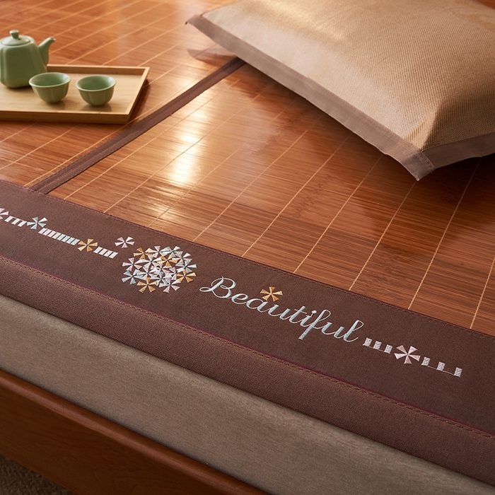 91家纺网 家纺一手货源 找家纺 鑫琪莱家纺 2025新款双面竹席冰丝席竹凉席学生宿舍席子 诗礼-花漾