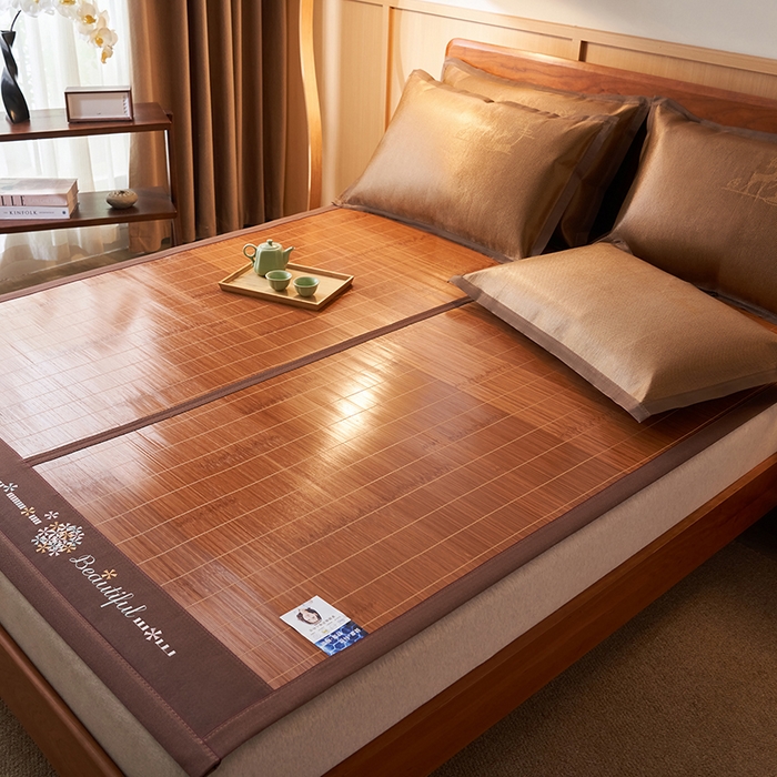 91家纺网 家纺一手货源 找家纺 鑫琪莱家纺 2025新款双面竹席冰丝席竹凉席学生宿舍席子 诗礼-花漾