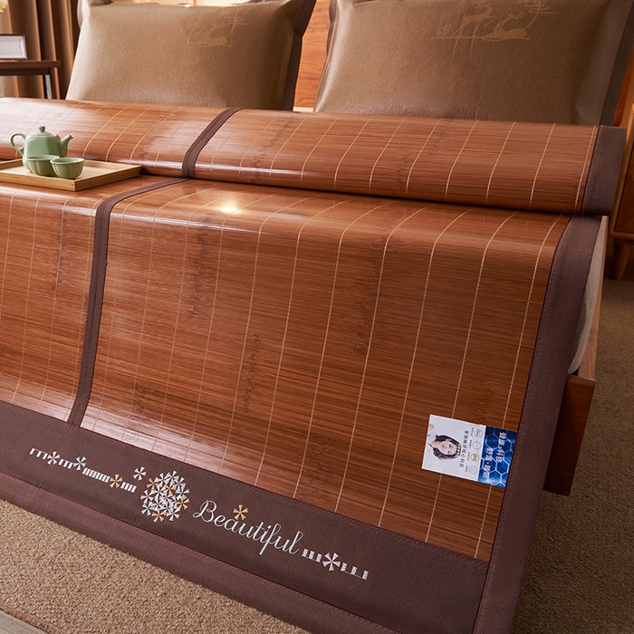 91家纺网 家纺一手货源 找家纺 鑫琪莱家纺 2025新款双面竹席冰丝席竹凉席学生宿舍席子 诗礼-花漾