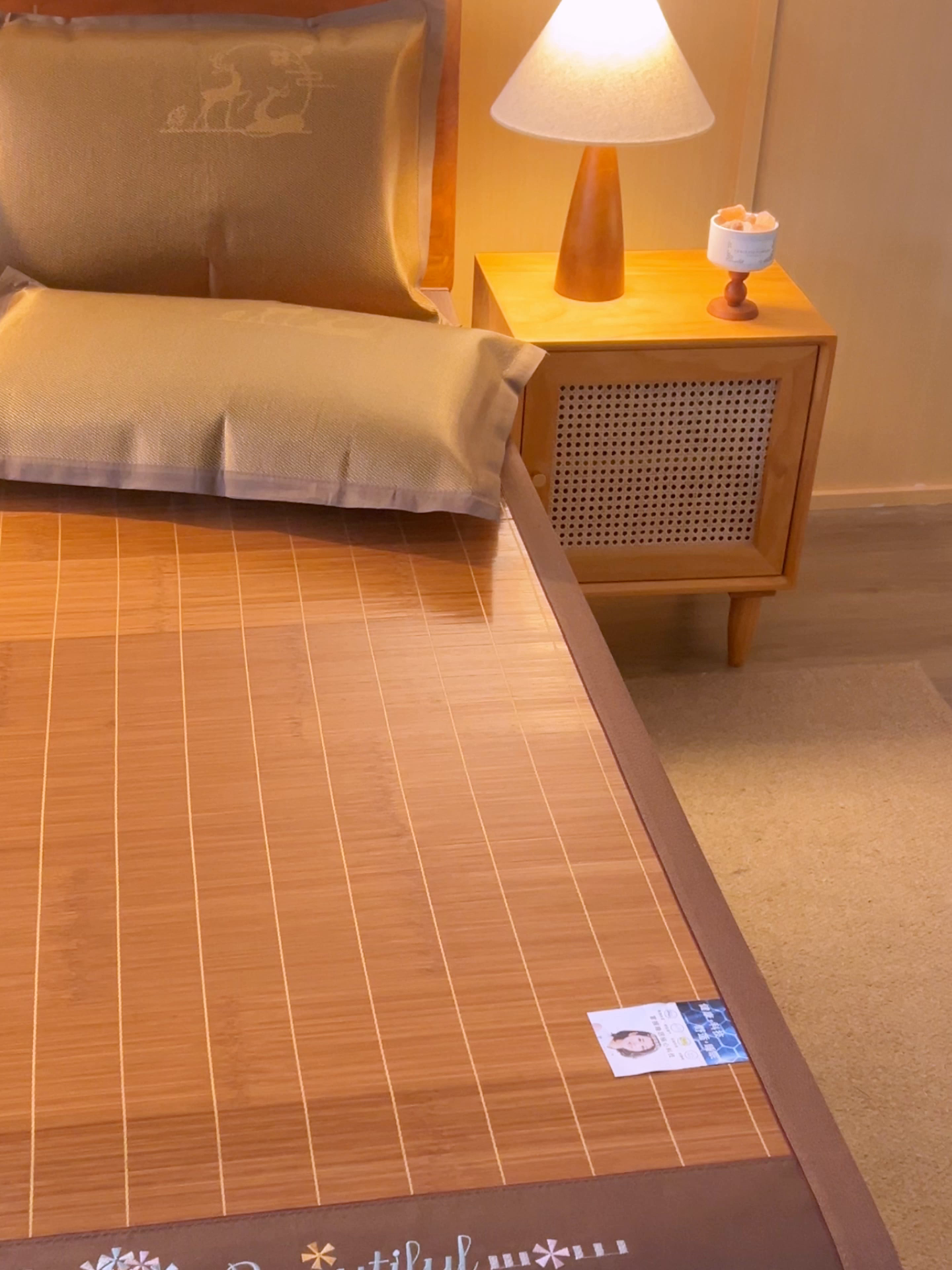 91家纺网 家纺一手货源 找家纺 鑫琪莱家纺 2025新款双面竹席冰丝席竹凉席学生宿舍席子 诗礼-花漾