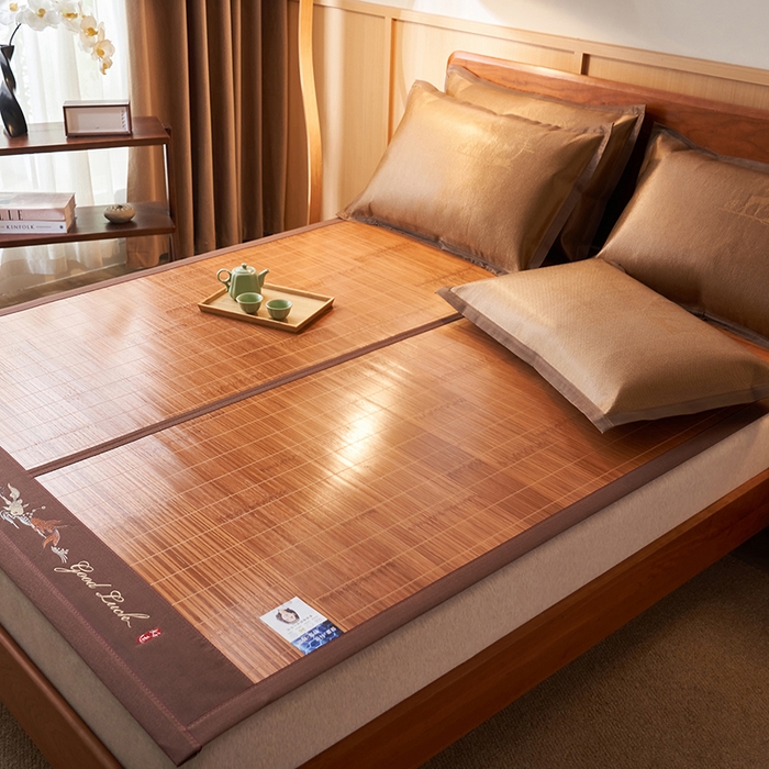 91家纺网 家纺一手货源 找家纺 鑫琪莱家纺 2025新款双面竹席冰丝席竹凉席学生宿舍席子 诗礼-锦鲤