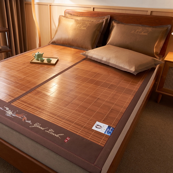 91家纺网 家纺一手货源 找家纺 鑫琪莱家纺 2025新款双面竹席冰丝席竹凉席学生宿舍席子 诗礼-锦鲤