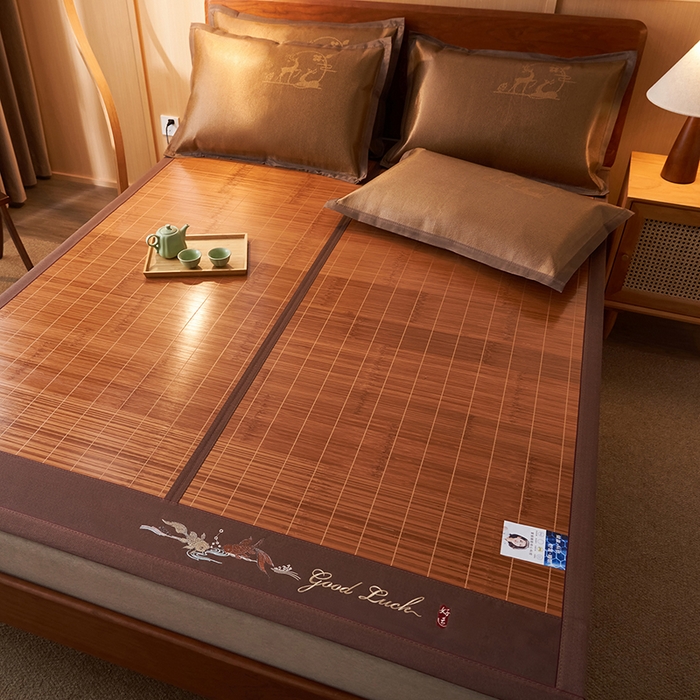 91家纺网 家纺一手货源 找家纺 鑫琪莱家纺 2025新款双面竹席冰丝席竹凉席学生宿舍席子 诗礼-锦鲤