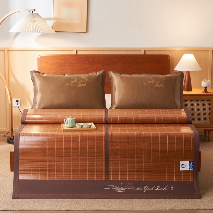 91家纺网 家纺一手货源 找家纺 鑫琪莱家纺 2025新款双面竹席冰丝席竹凉席学生宿舍席子 诗礼-锦鲤