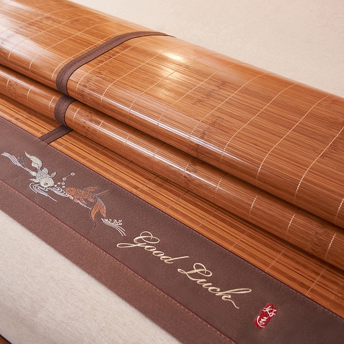 91家纺网 家纺一手货源 找家纺 鑫琪莱家纺 2025新款双面竹席冰丝席竹凉席学生宿舍席子 诗礼-锦鲤