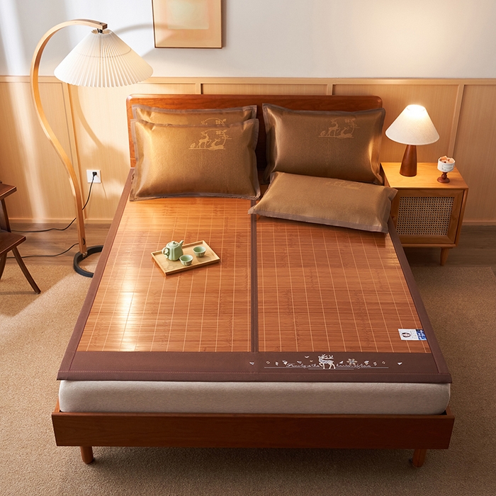 91家纺网 家纺一手货源 找家纺 鑫琪莱家纺 2025新款双面竹席冰丝席竹凉席学生宿舍席子 诗礼-鹿鸣