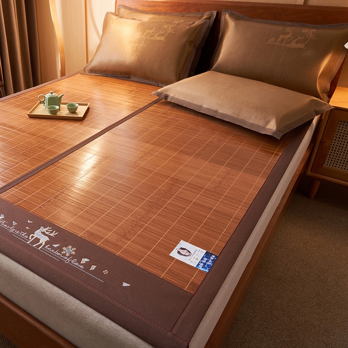 91家纺网 家纺一手货源 找家纺 鑫琪莱家纺 2025新款双面竹席冰丝席竹凉席学生宿舍席子 诗礼-鹿鸣