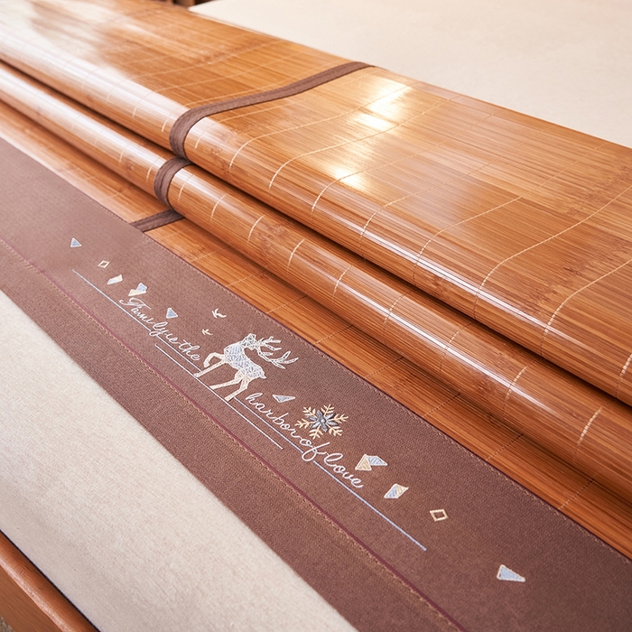 91家纺网 家纺一手货源 找家纺 鑫琪莱家纺 2025新款双面竹席冰丝席竹凉席学生宿舍席子 诗礼-鹿鸣