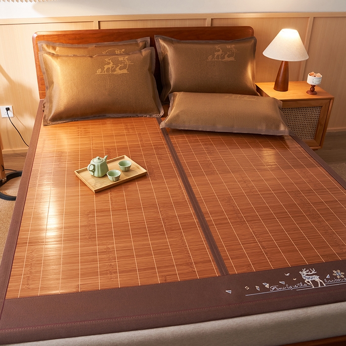 91家纺网 家纺一手货源 找家纺 鑫琪莱家纺 2025新款双面竹席冰丝席竹凉席学生宿舍席子 诗礼-鹿鸣