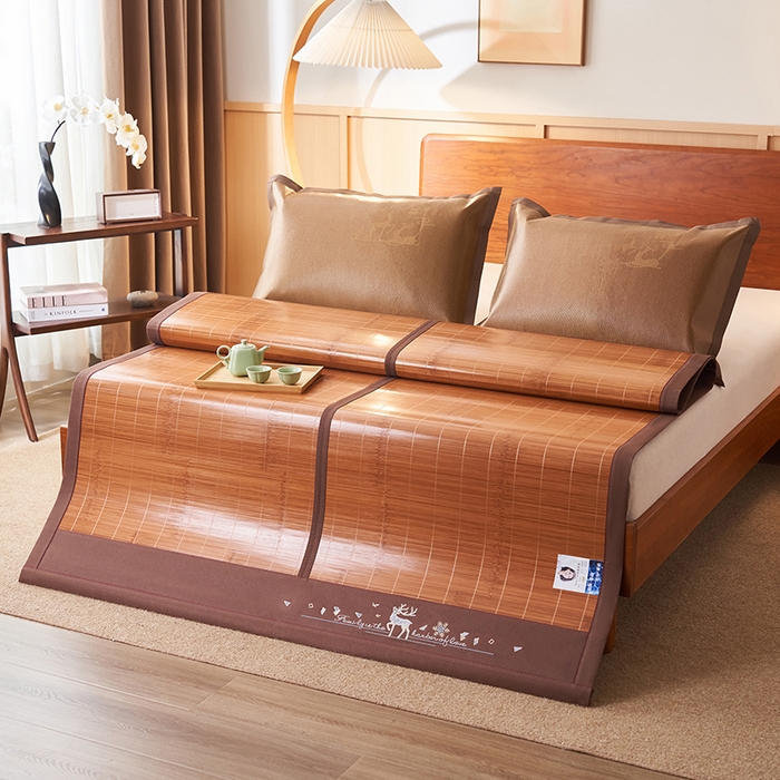 91家纺网 家纺一手货源 找家纺 鑫琪莱家纺 2025新款双面竹席冰丝席竹凉席学生宿舍席子 诗礼-鹿鸣