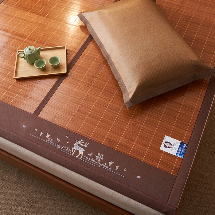 91家纺网 家纺一手货源 找家纺 鑫琪莱家纺 2025新款双面竹席冰丝席竹凉席学生宿舍席子 诗礼-鹿鸣