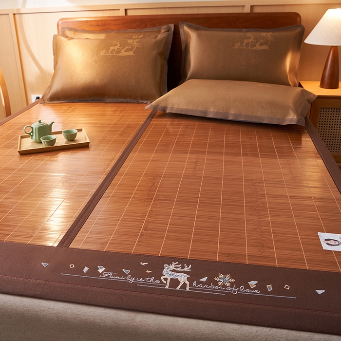 91家纺网 家纺一手货源 找家纺 鑫琪莱家纺 2025新款双面竹席冰丝席竹凉席学生宿舍席子 诗礼-鹿鸣