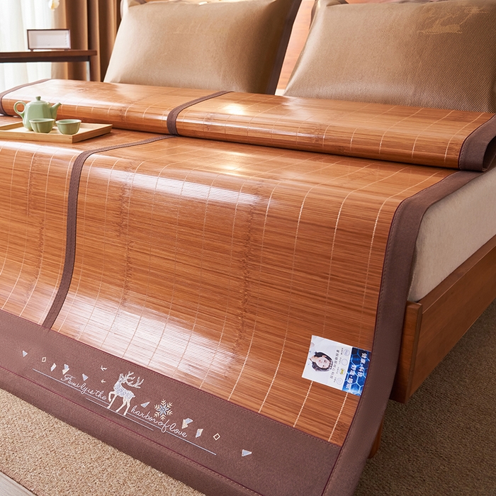 91家纺网 家纺一手货源 找家纺 鑫琪莱家纺 2025新款双面竹席冰丝席竹凉席学生宿舍席子 诗礼-鹿鸣