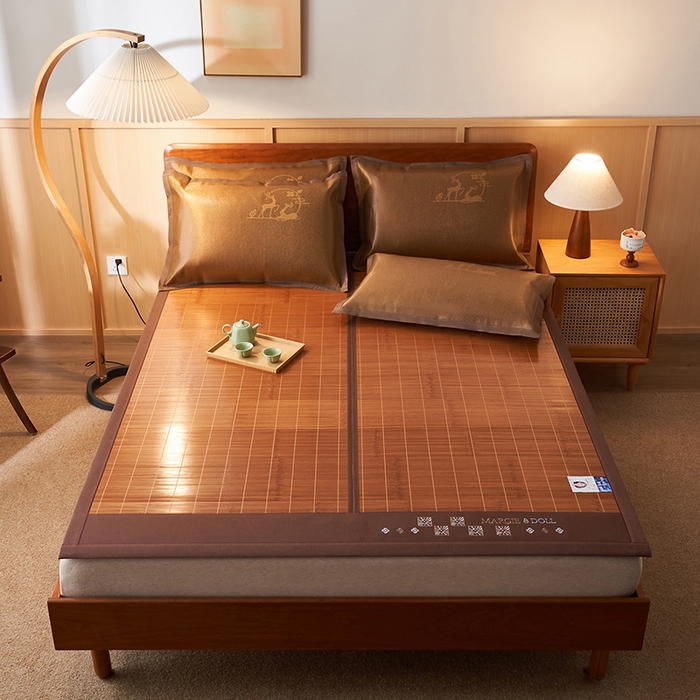 91家纺网 家纺一手货源 找家纺 鑫琪莱家纺 2025新款双面竹席冰丝席竹凉席学生宿舍席子 诗礼-雅颂