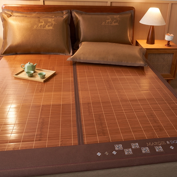 91家纺网 家纺一手货源 找家纺 鑫琪莱家纺 2025新款双面竹席冰丝席竹凉席学生宿舍席子 诗礼-雅颂