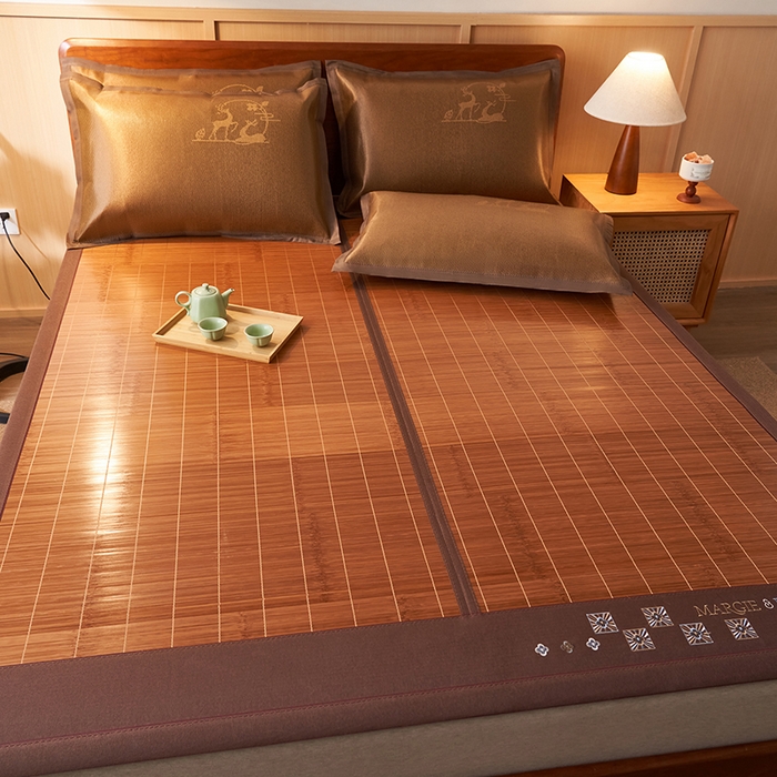 91家纺网 家纺一手货源 找家纺 鑫琪莱家纺 2025新款双面竹席冰丝席竹凉席学生宿舍席子 诗礼-雅颂