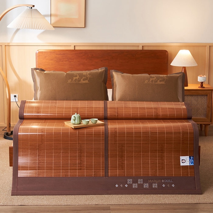 91家纺网 家纺一手货源 找家纺 鑫琪莱家纺 2025新款双面竹席冰丝席竹凉席学生宿舍席子 诗礼-雅颂