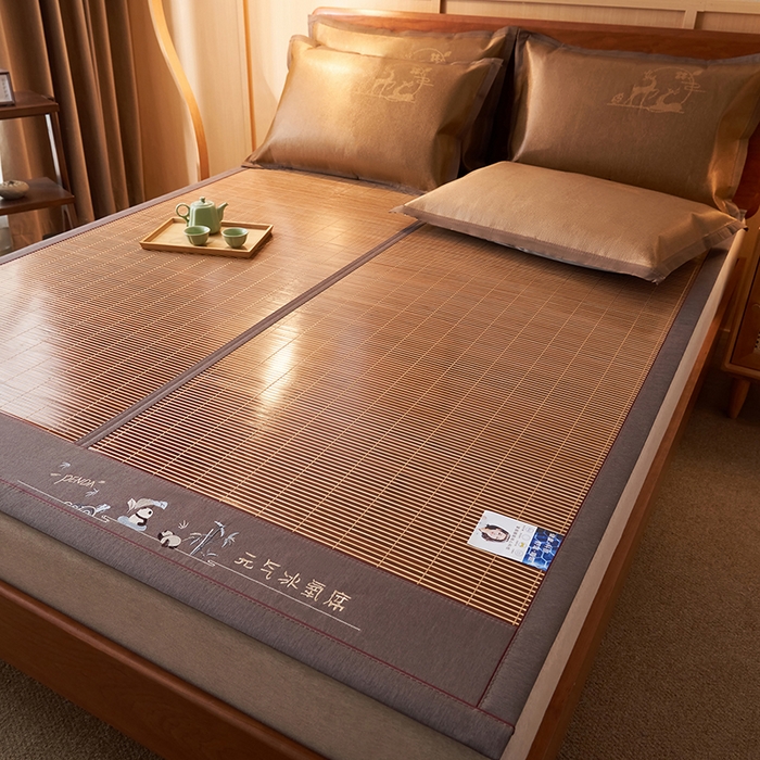 91家纺网 家纺一手货源 找家纺 鑫琪莱家纺 2025新款双面竹席冰丝席竹凉席学生宿舍席子 元气冰氧