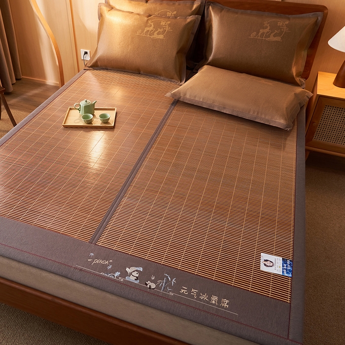 91家纺网 家纺一手货源 找家纺 鑫琪莱家纺 2025新款双面竹席冰丝席竹凉席学生宿舍席子 元气冰氧