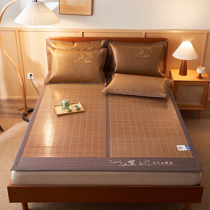 91家纺网 家纺一手货源 找家纺 鑫琪莱家纺 2025新款双面竹席冰丝席竹凉席学生宿舍席子 元气冰氧