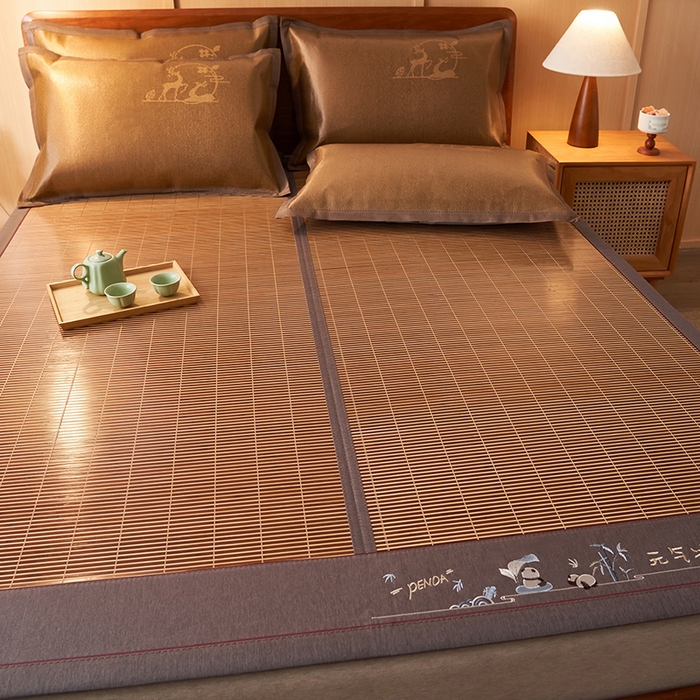 91家纺网 家纺一手货源 找家纺 鑫琪莱家纺 2025新款双面竹席冰丝席竹凉席学生宿舍席子 元气冰氧