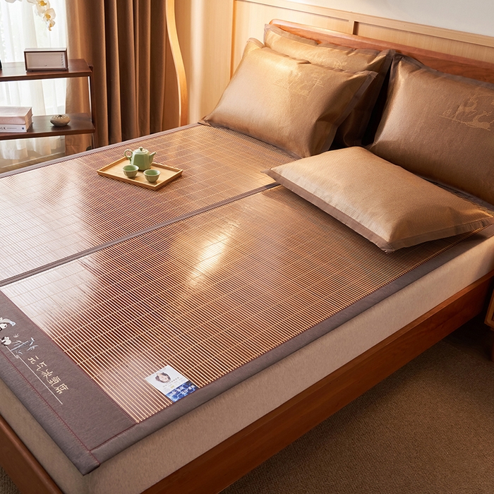 91家纺网 家纺一手货源 找家纺 鑫琪莱家纺 2025新款双面竹席冰丝席竹凉席学生宿舍席子 元气冰氧