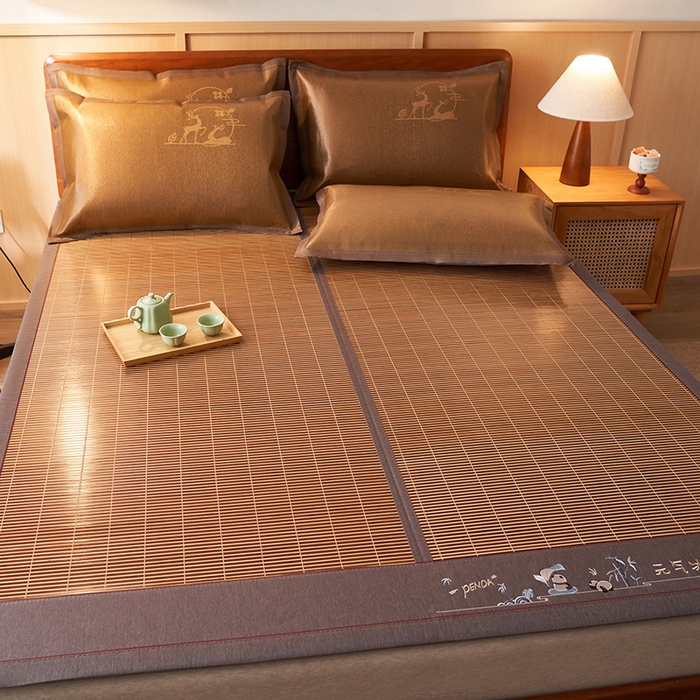 91家纺网 家纺一手货源 找家纺 鑫琪莱家纺 2025新款双面竹席冰丝席竹凉席学生宿舍席子 元气冰氧