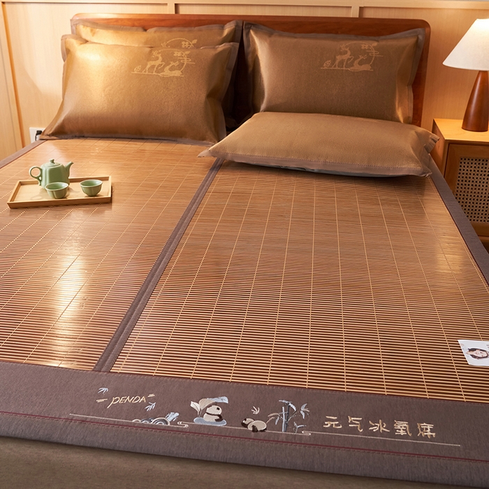 91家纺网 家纺一手货源 找家纺 鑫琪莱家纺 2025新款双面竹席冰丝席竹凉席学生宿舍席子 元气冰氧