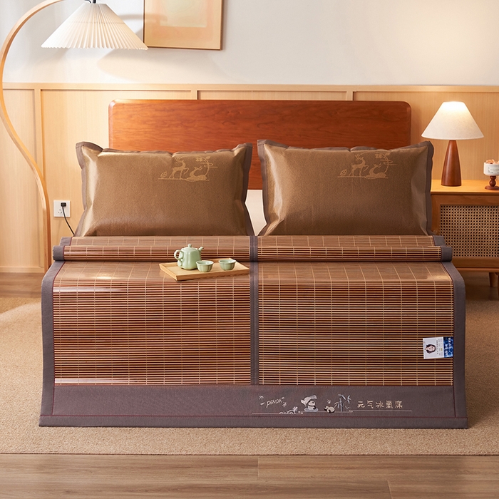 91家纺网 家纺一手货源 找家纺 鑫琪莱家纺 2025新款双面竹席冰丝席竹凉席学生宿舍席子 元气冰氧