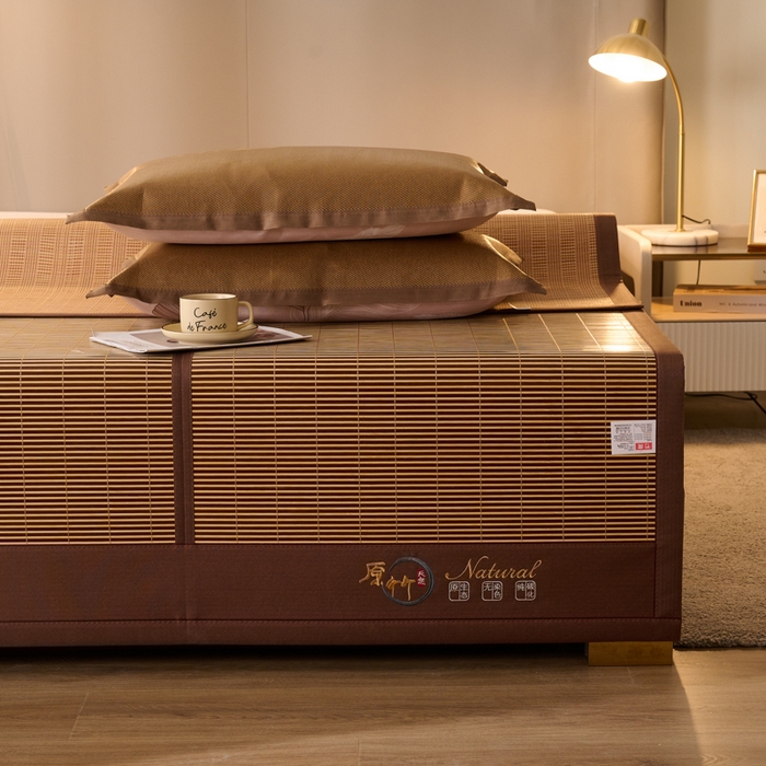 91家纺网 家纺一手货源 找家纺 鑫琪莱家纺 2025新款双面竹席冰丝席竹凉席学生宿舍席子 碳化原竹